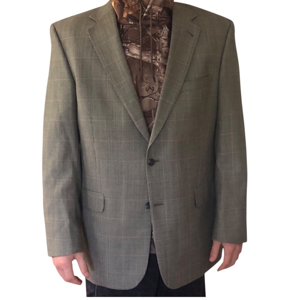 Jos A. Bank Signature Collection Glen Plaid Silk Wool 2-Button Blazer